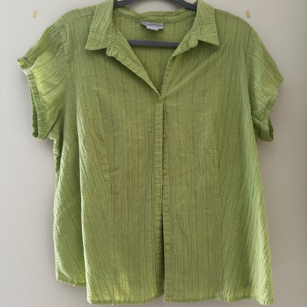 Avenue Green Relaxed Button Down Shirt